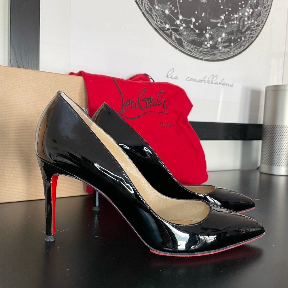 Christian Louboutin Kate Patent Black Leather Heels 37.5